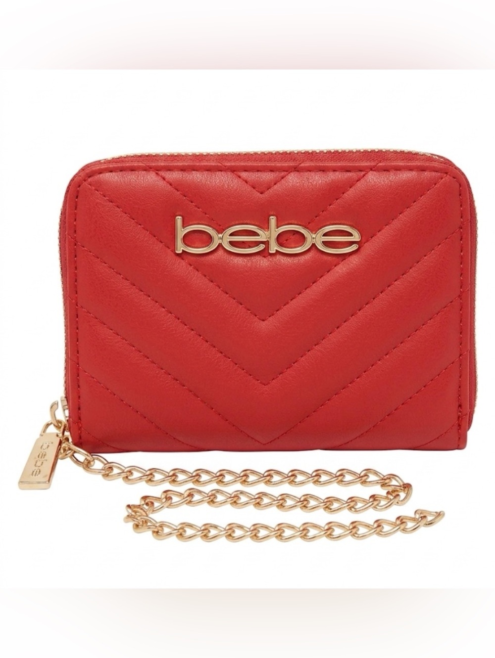 bebe Quilted Red Zip Around Wallet